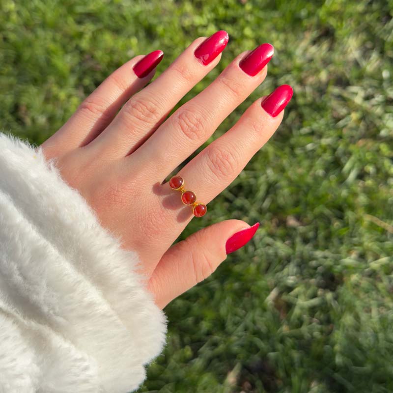 925 Silver Natural Red Agate Ring