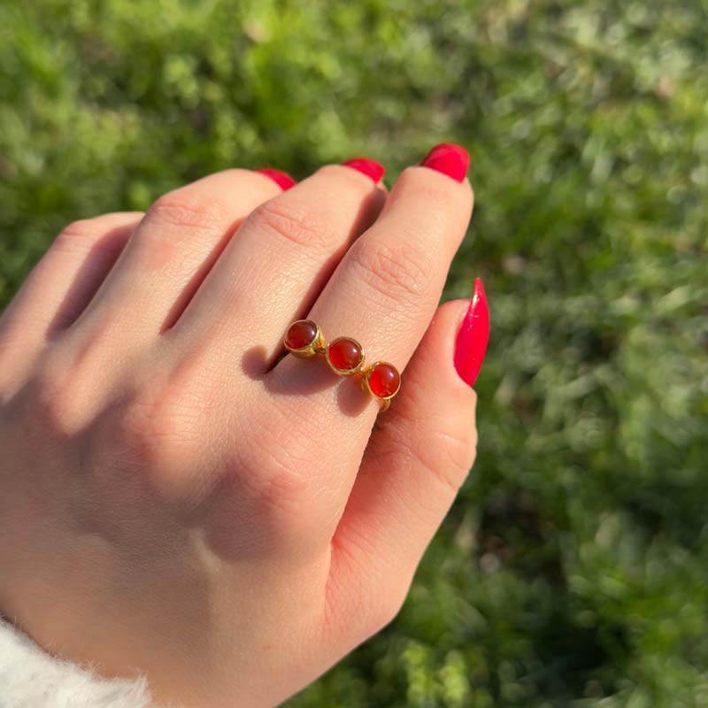 925 Silver Natural Red Agate Ring