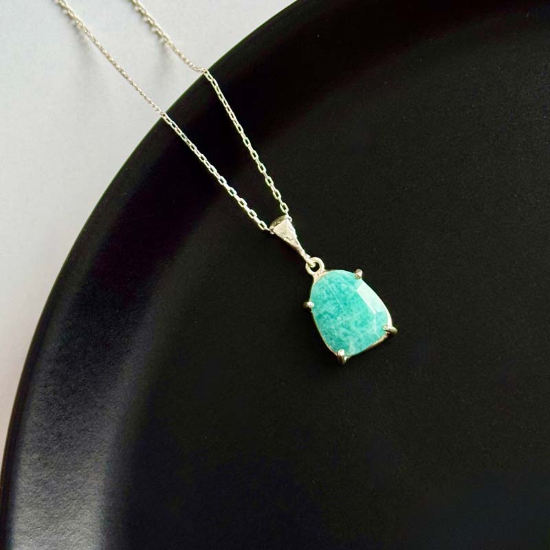 925 Sterling Silver Amazonite Stone Necklace