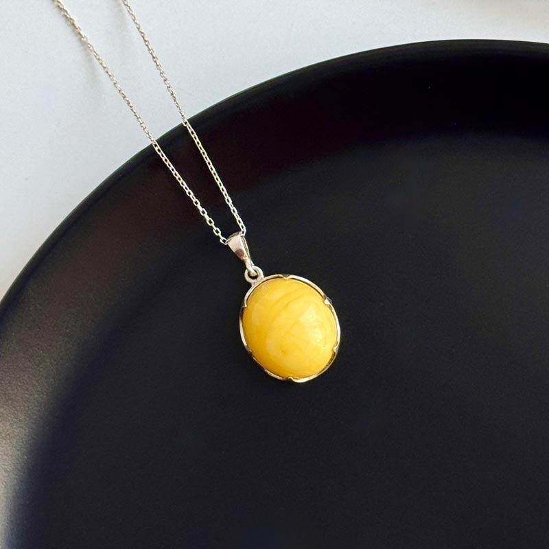 925 Silver Natural Baltic Amber Pendant