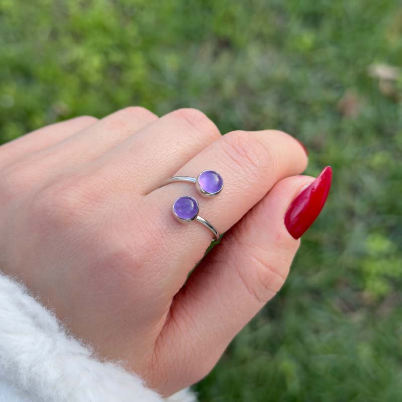 925 Silver Natural Amethyst Stone Ring