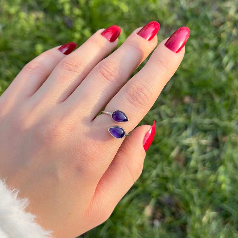 925 Silver Natural Amethyst Stone Ring