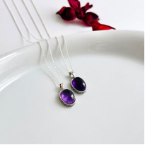 925 Silver Natural Amethyst Necklace