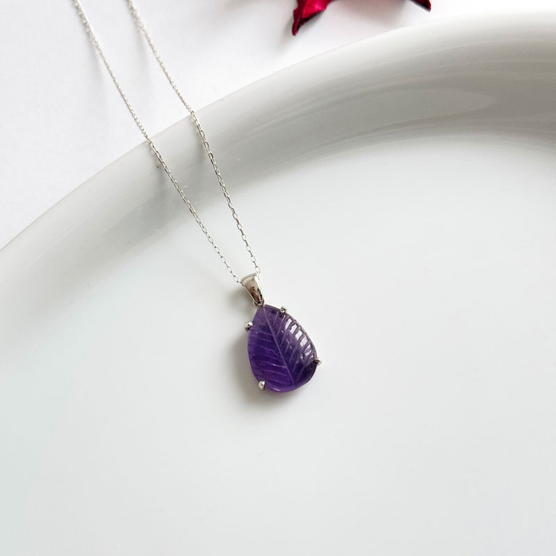 925 Silver Natural Amethyst Necklace