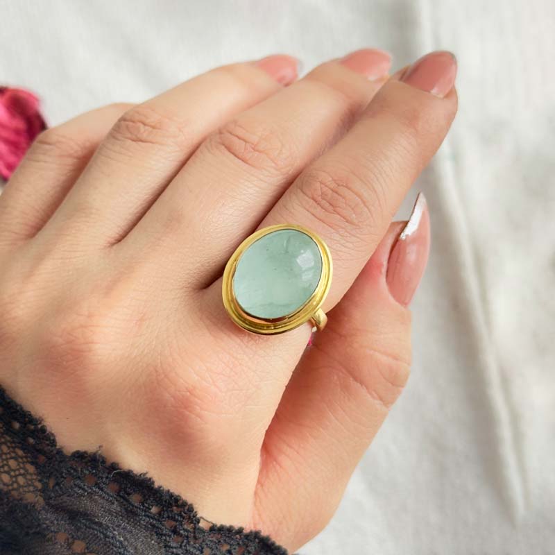 925 Silver Natural Aquamarine Stone Ring