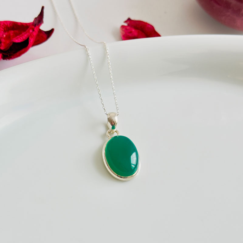 925 Sterling Silver Aventurine Stone Pendant