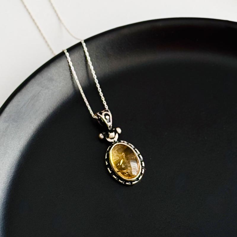 925 Sterling Silver Citrine Stone Pendant