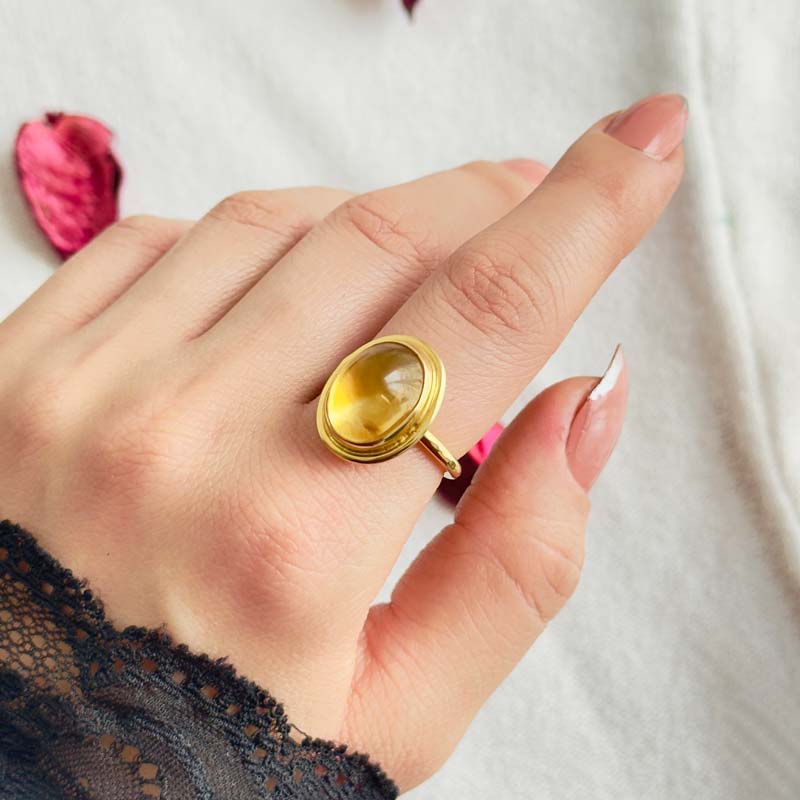 925 Sterling Silver Citrine Stone Ring