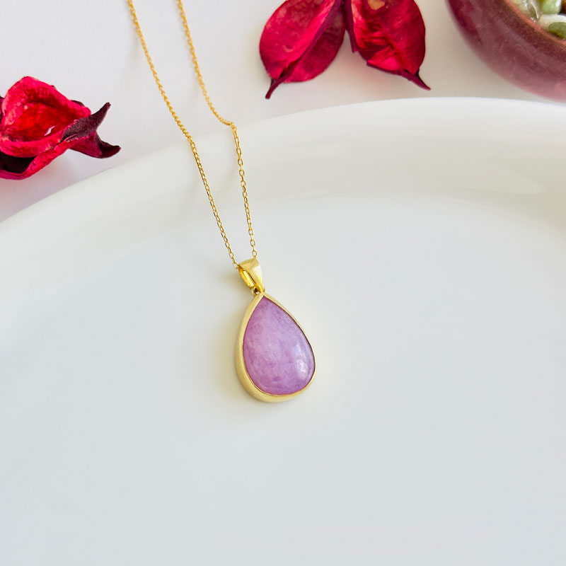 925 Silver Natural Kunzite Stone Pendant