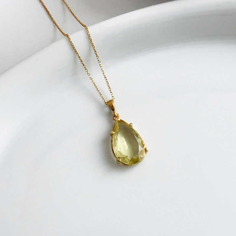 925 Silver Natural Lemon Quartz Pendant