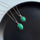 925 Silver Malachite Stone Pendant - Oval Shape