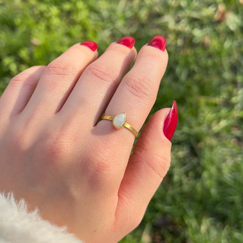 925 Silver Natural Moonstone Ring