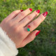 Multistone Ring , 925 Sterling Silver Green Onyx & Red Ruby Ring