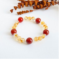 Multi Stone Bracelet , 6mm Citrine & 8mm Red Agate