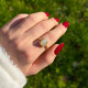 925 Silver Rare Fire Opal Stone Ring - Zircon Around