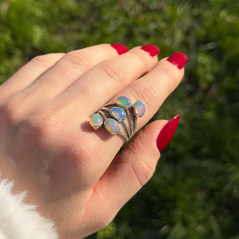 925 Silver Rare Fire Opal Stone Ring