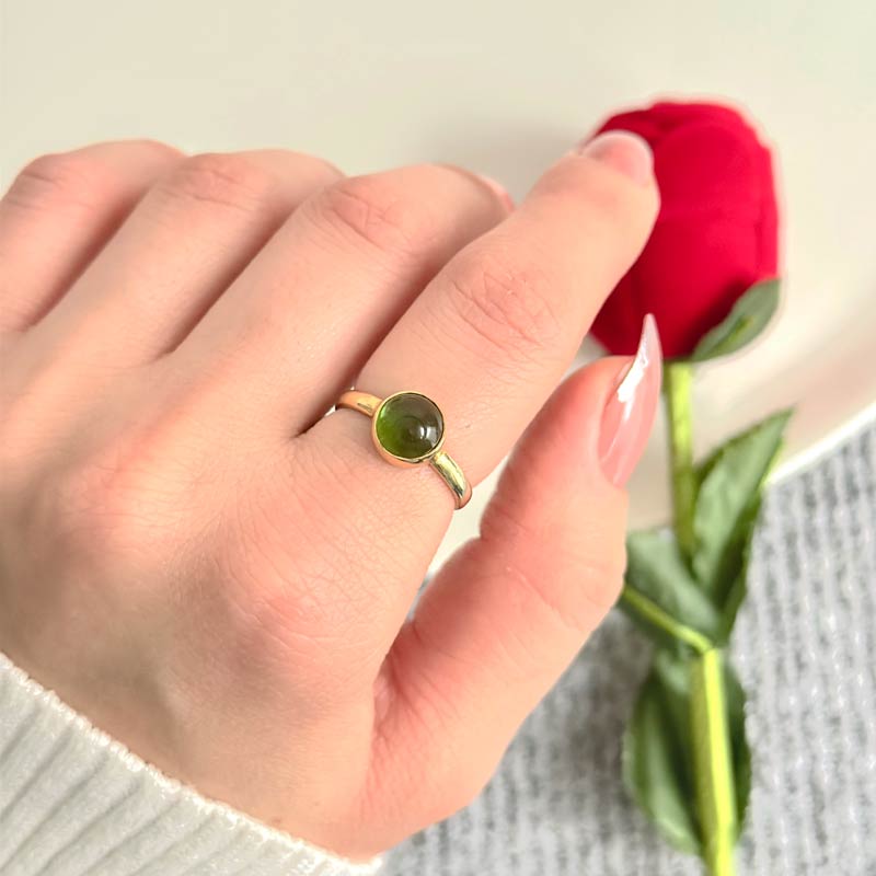 925 Silver Natural Peridot Stone Ring