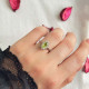 925 Silver Natural Peridot Stone Ring - Zircon Around