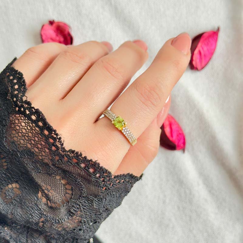 925 Silver Natural Peridot Stone Ring