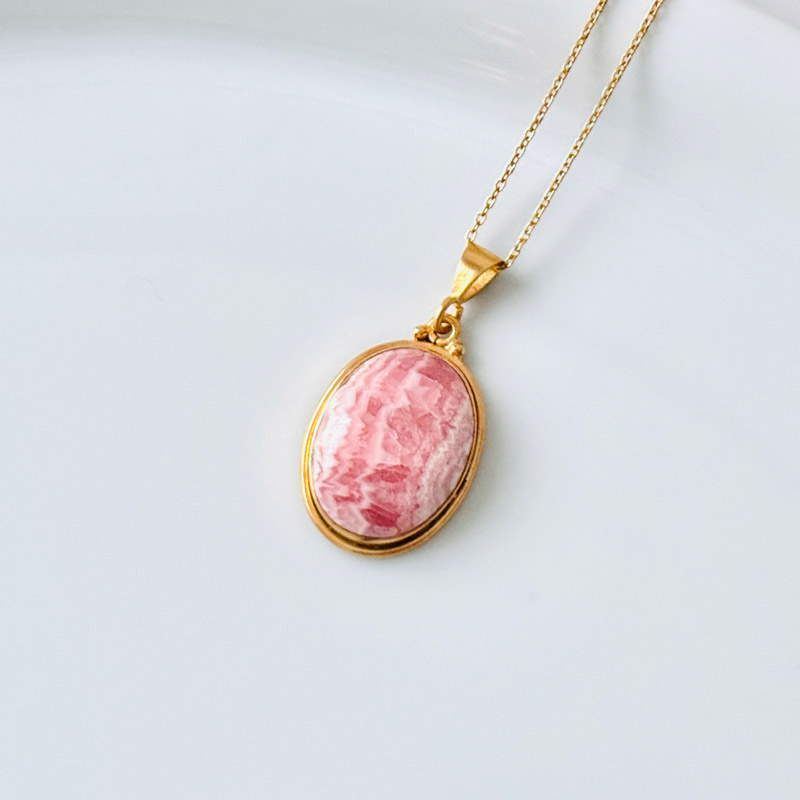 925 Silver Natural Rhodochrosite Stone Pendant