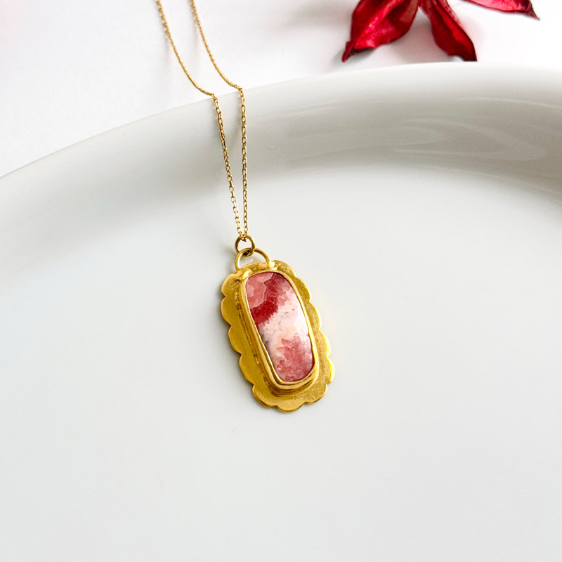 925 Silver Natural Rhodochrosite Stone Pendant