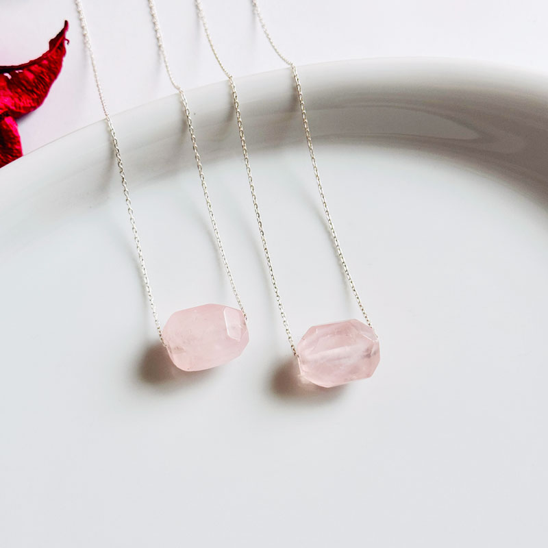 925 Silver Natural Rose Quartz Stone Pendant 