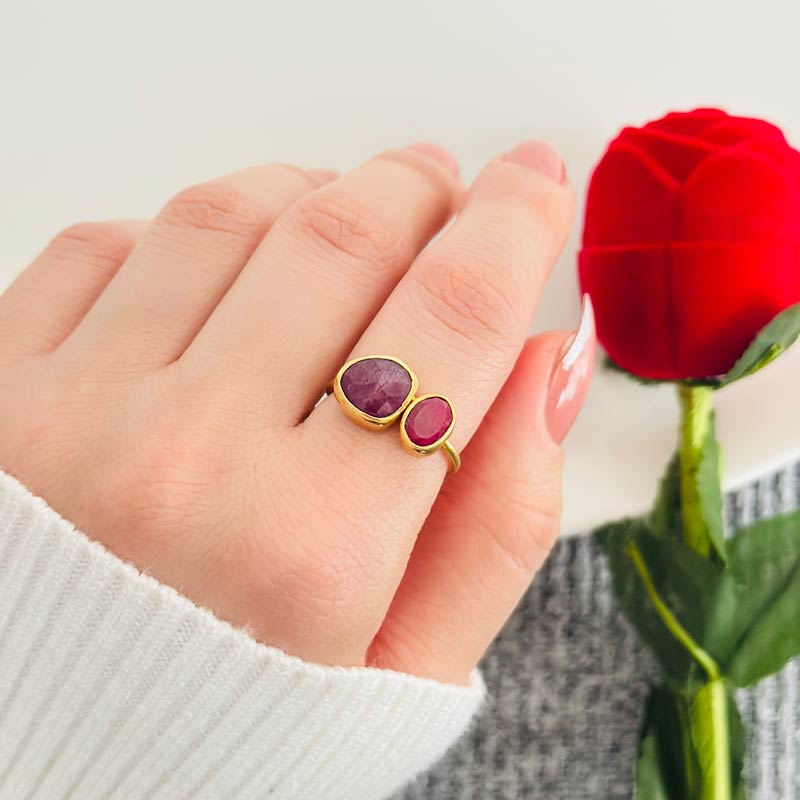 925 Silver Natural Red Ruby Stone Ring