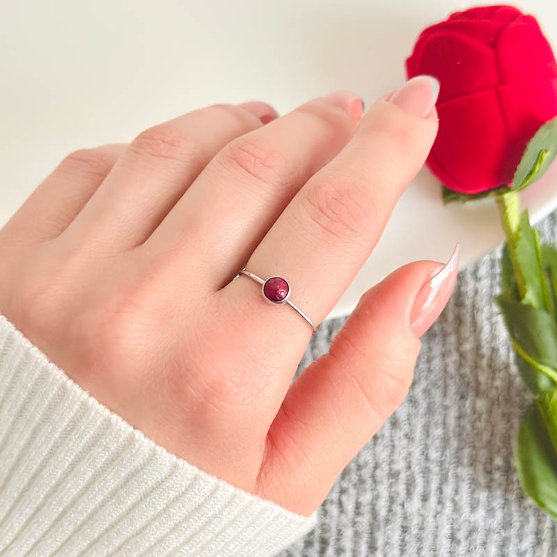 925 Silver Natural Red Ruby Stone Ring