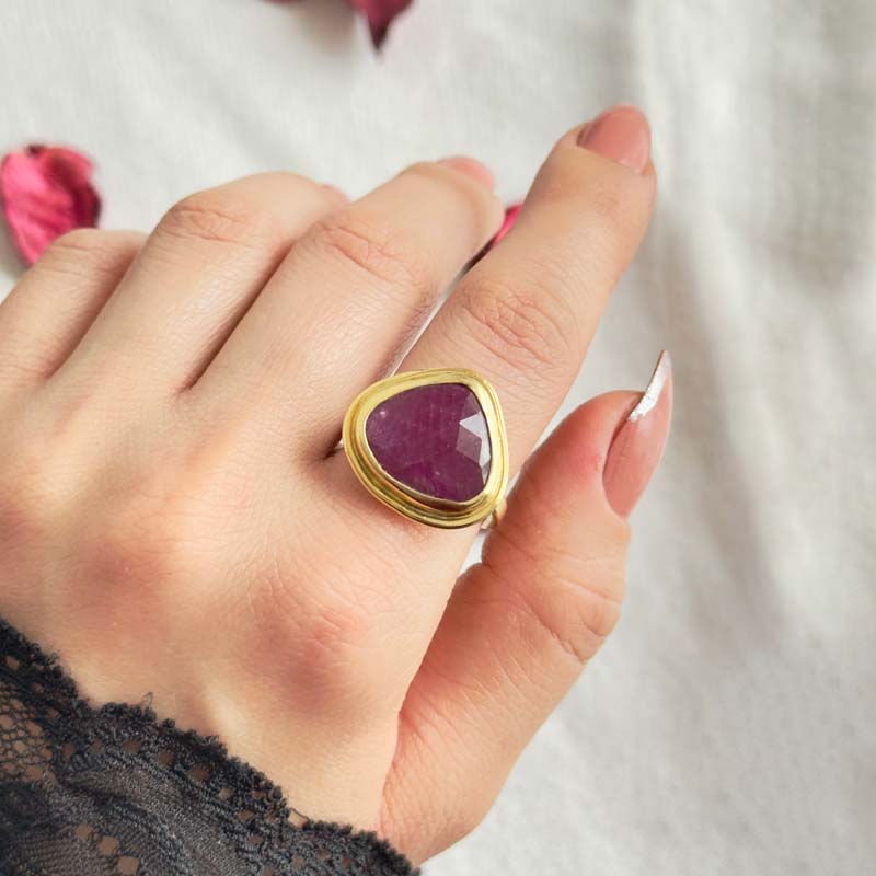 925 Silver Natural Red Ruby Stone Ring