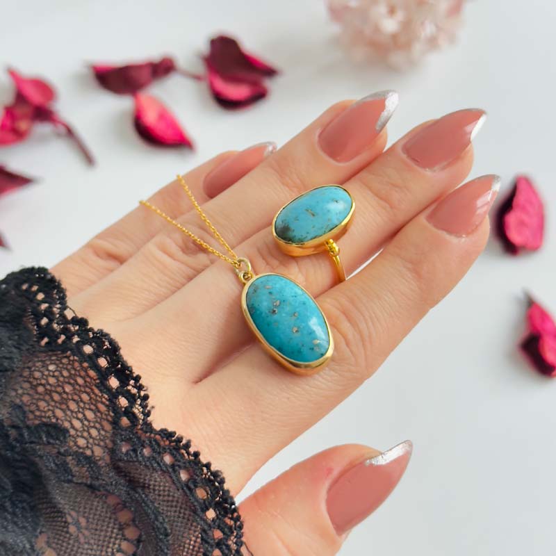 925 Silver Natural Turquoise Stone Set