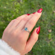 925 Silver Rare Blue London Topaz Stone Ring - Zircon Around