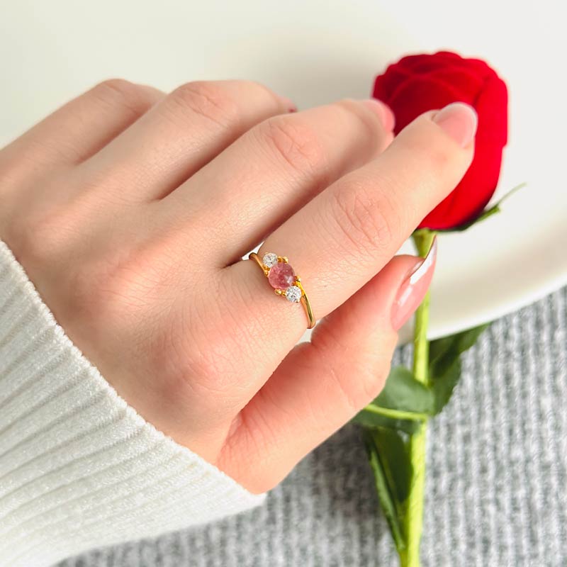 925 Silver Pink Tourmaline Ring