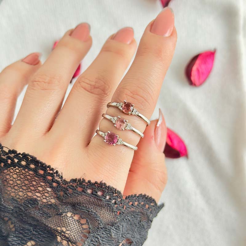 925 Silver Pink Tourmaline Ring