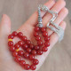 10 mm Natural Red Agate + Amber Rosary