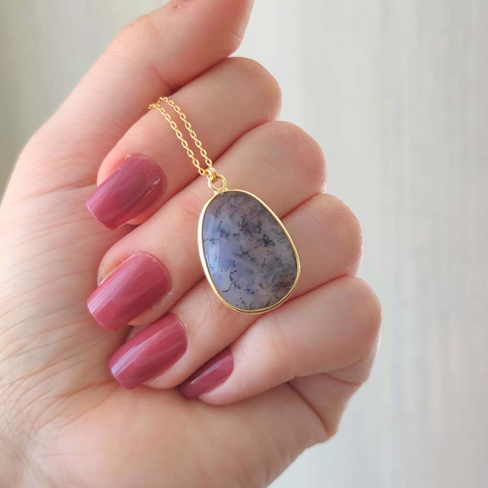 925 Silver Natural Dendritic Agate Pendant