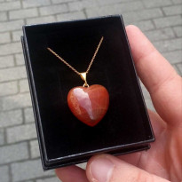 925 Silver Natural Red Agate Pendant -  Heart of Love