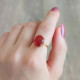 925 Silver Natural Red Agate Ring