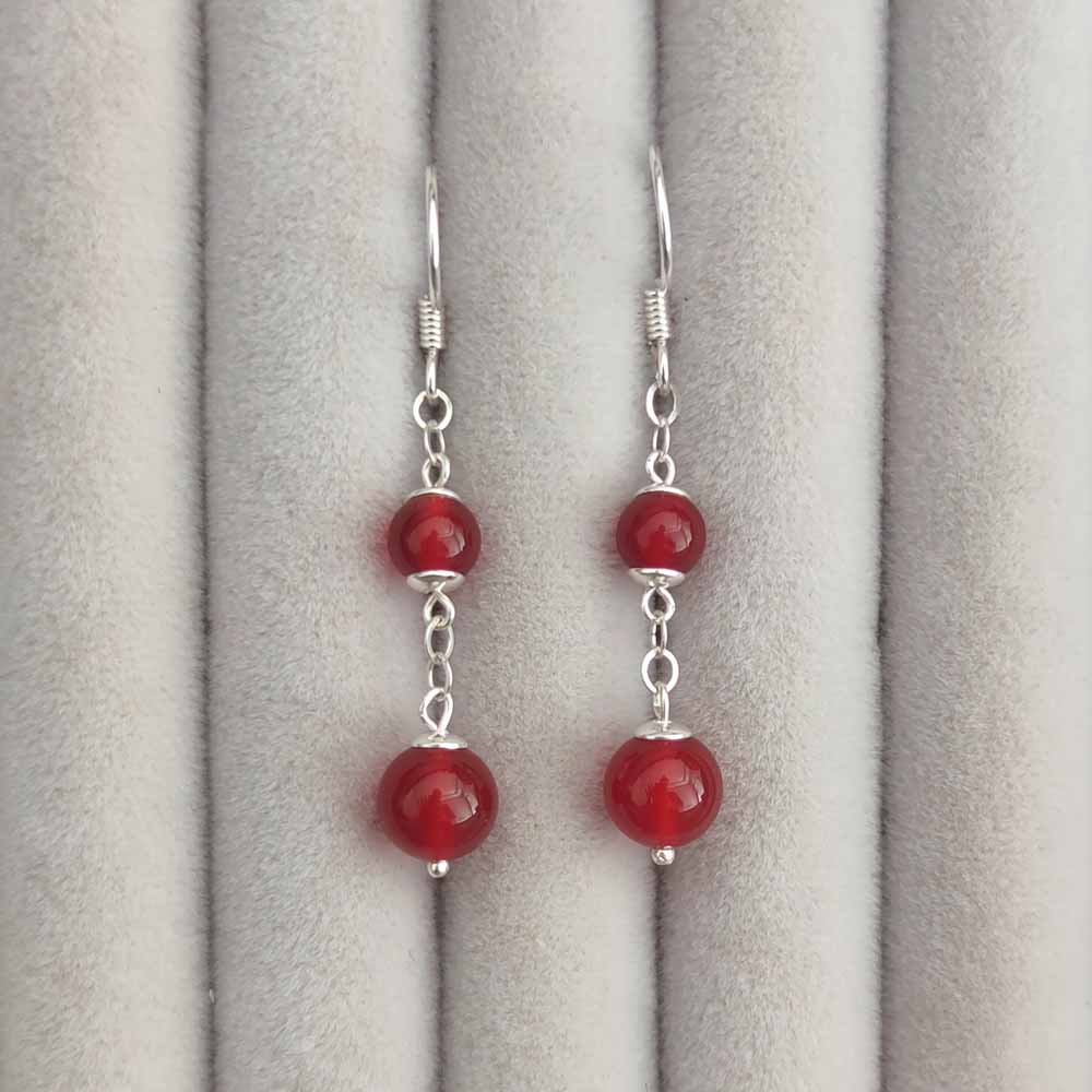 925 Silver Natural Red Agate Earring