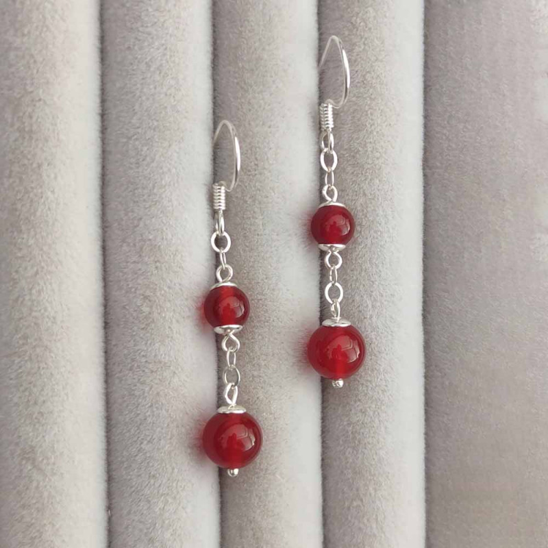 925 Silver Natural Red Agate Earring