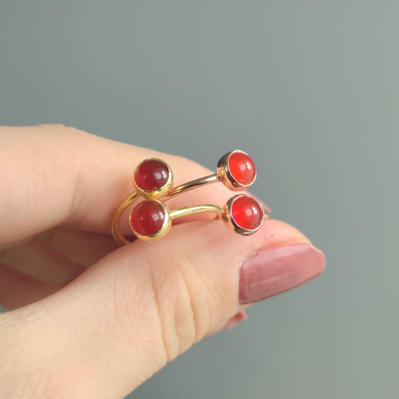 925 Silver Natural Red Agate Ring