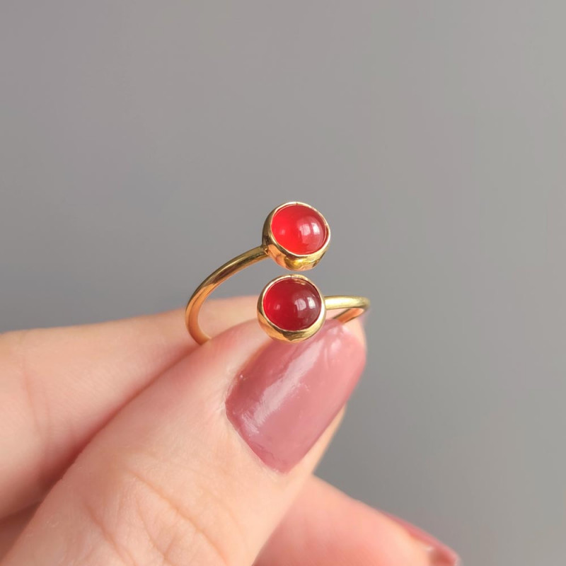 925 Silver Natural Red Agate Ring