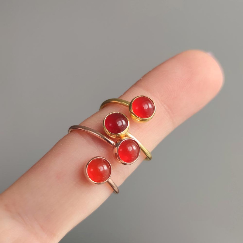 925 Silver Natural Red Agate Ring