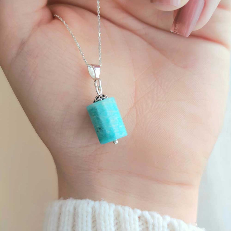 925 Sterling Silver Amazonite Stone Pendant