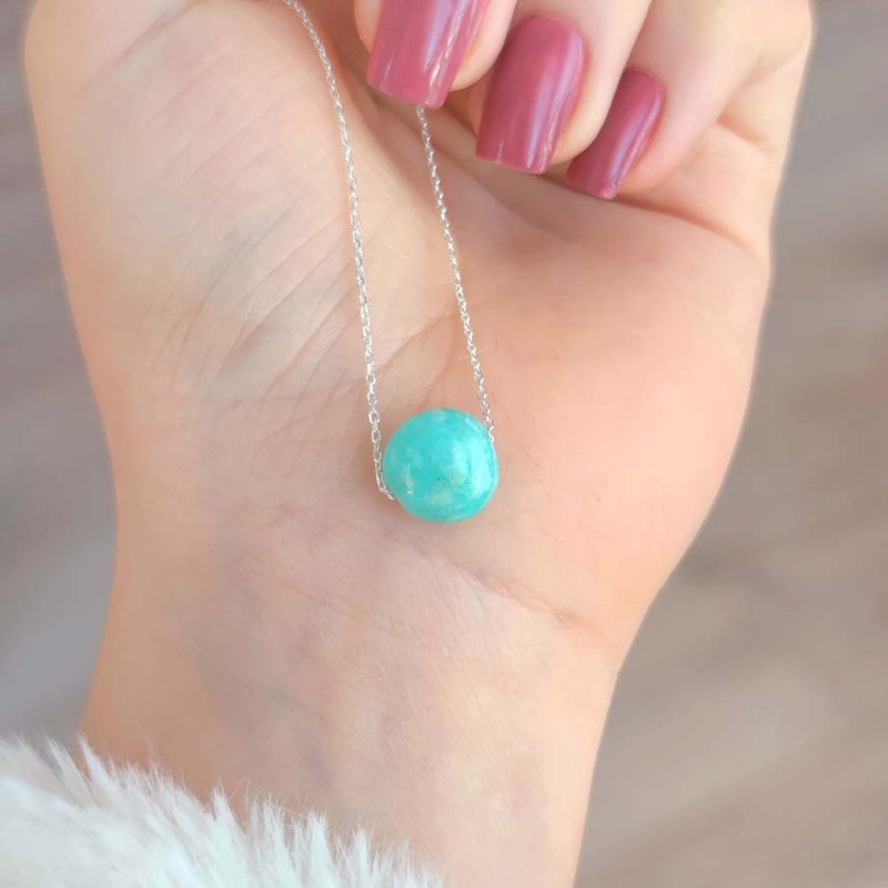 925 Sterling Silver Amazonite Stone Pendant