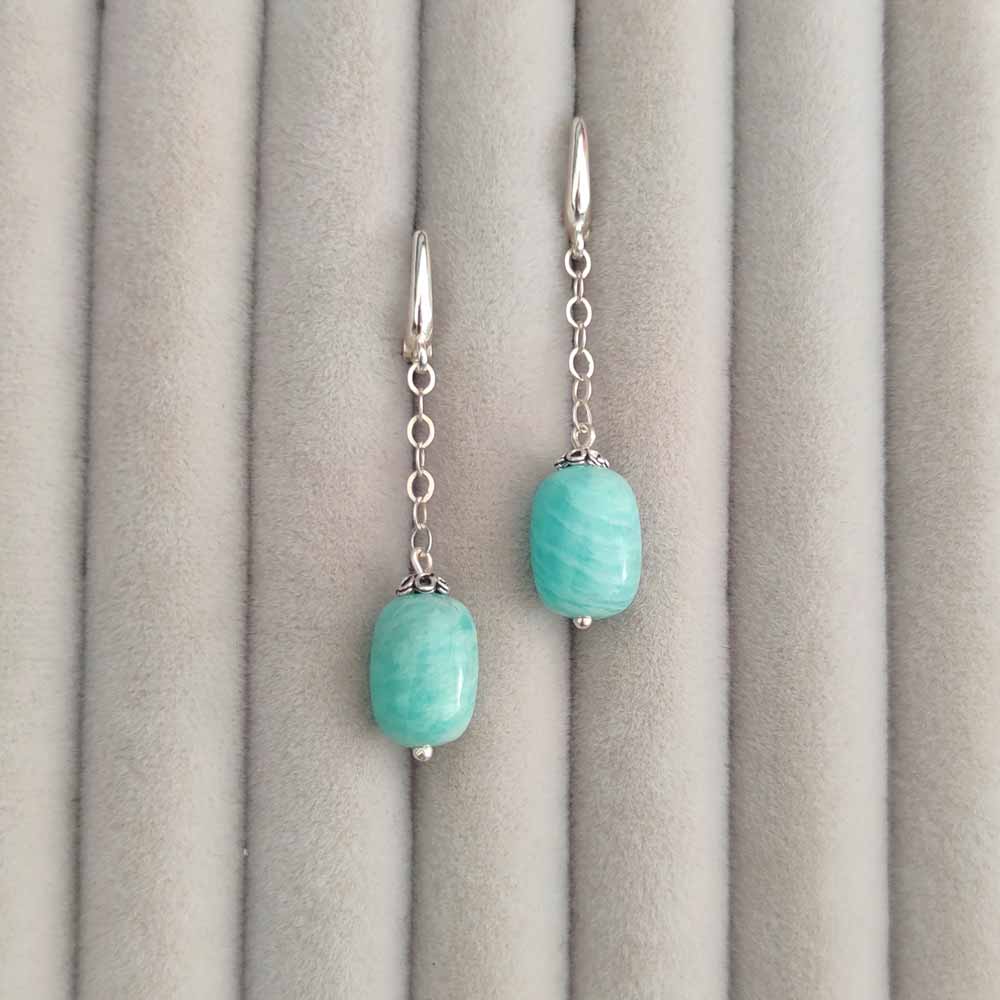 925 Sterling Silver Amazonite Stone Earring