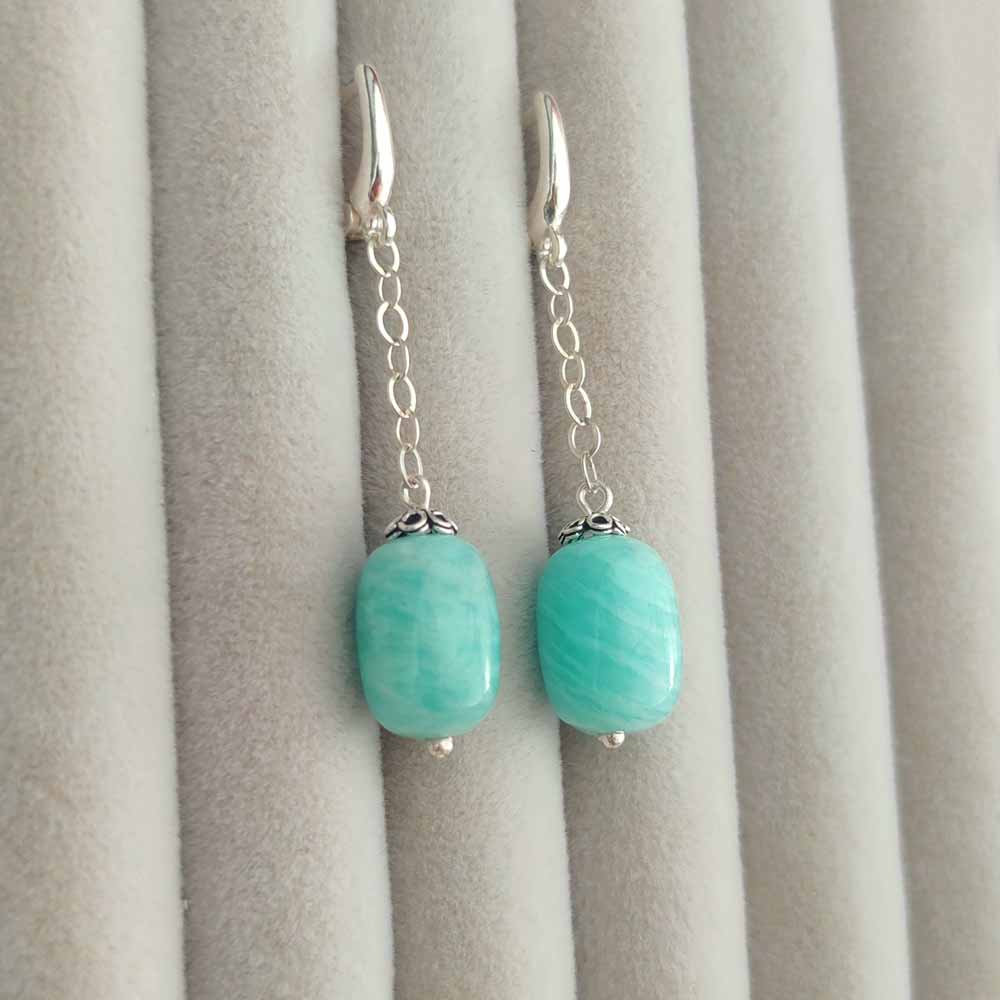 925 Sterling Silver Amazonite Stone Earring