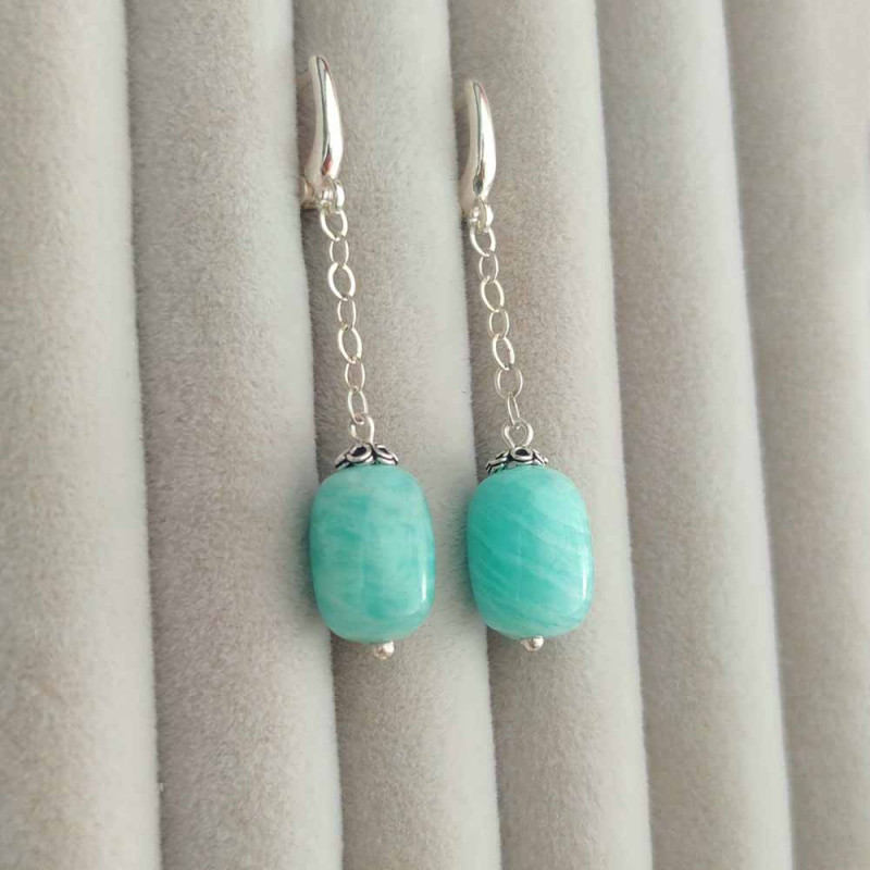 925 Sterling Silver Amazonite Stone Earring