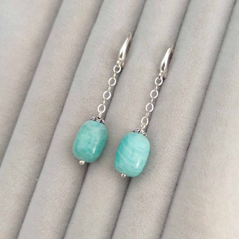 925 Sterling Silver Amazonite Stone Earring