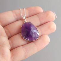 925 Silver Natural Amethyst Pendant