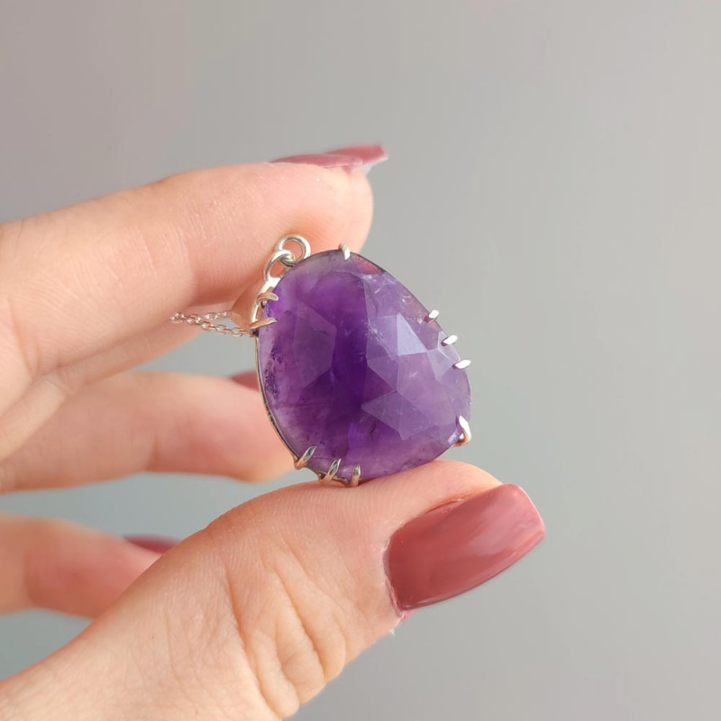 925 Silver Natural Amethyst Pendant